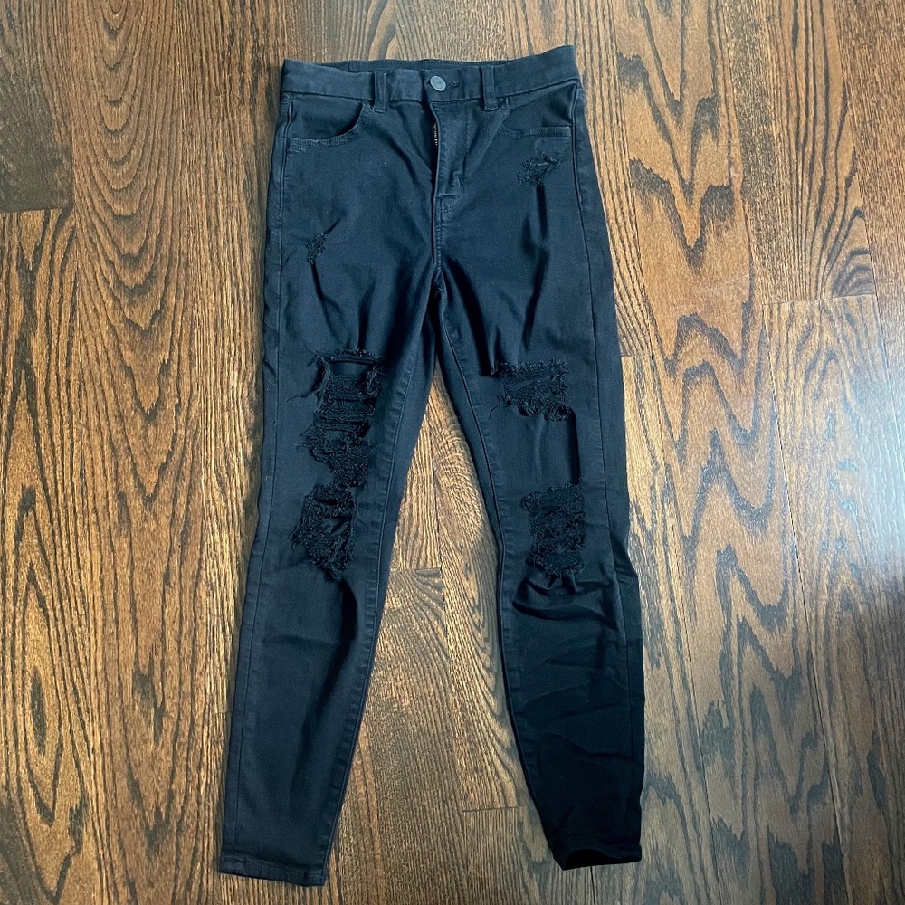 Black Ripped High-Waisted Skinny Jeans